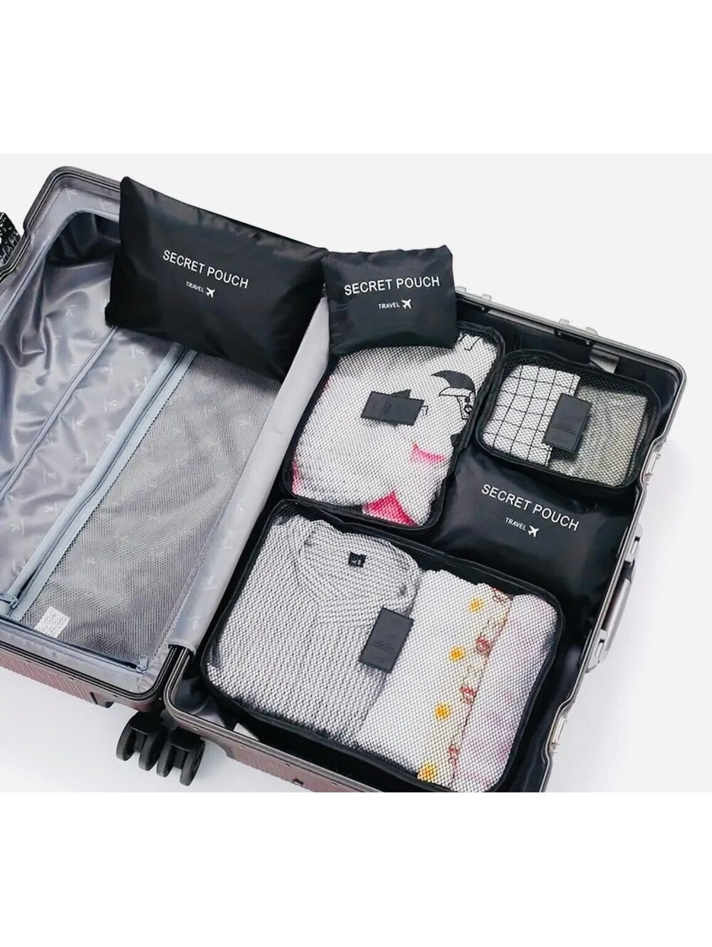 New - Amazing - 6-Piece Ultimate Travel Organizer Set - Black